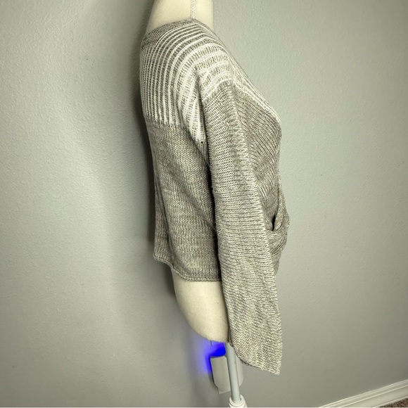Soft Surroundings Wrap Around‎ Linen Sweater Gray White Womens - Picture 6 of 8
